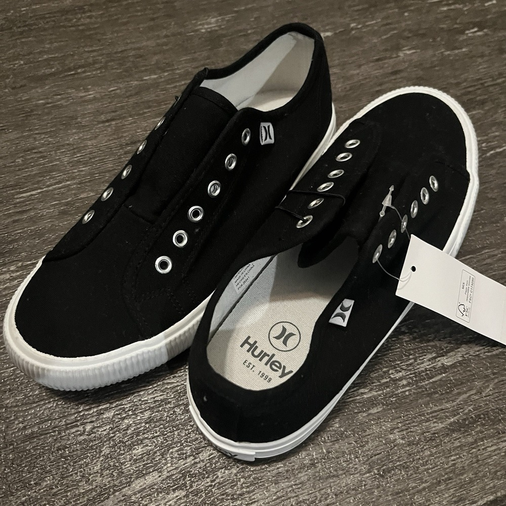 Hurley Chloe‎ Women's Slip-On Canvas Shoes Fashion Sneaker (Black) SZ 6.5